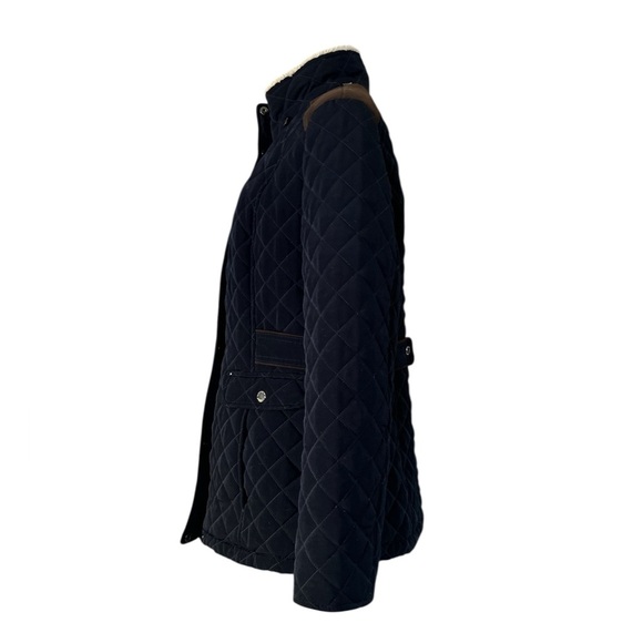 Laundry by Shelli Segal Pretoria Navy Quilted Jacket L Equestrian Winter Coat - Picture 4 of 12